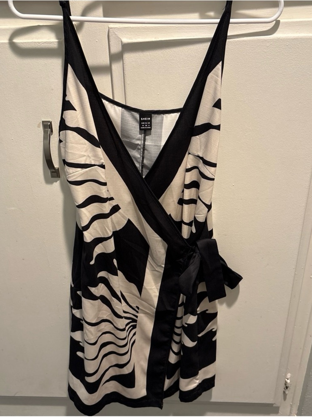 SHEIN Black and White Wrap Mini Dress